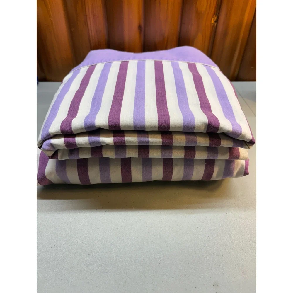 VTG Retro JCPenney Full Flat & Fitted Bed Sheets Purple striped USA 70's Double